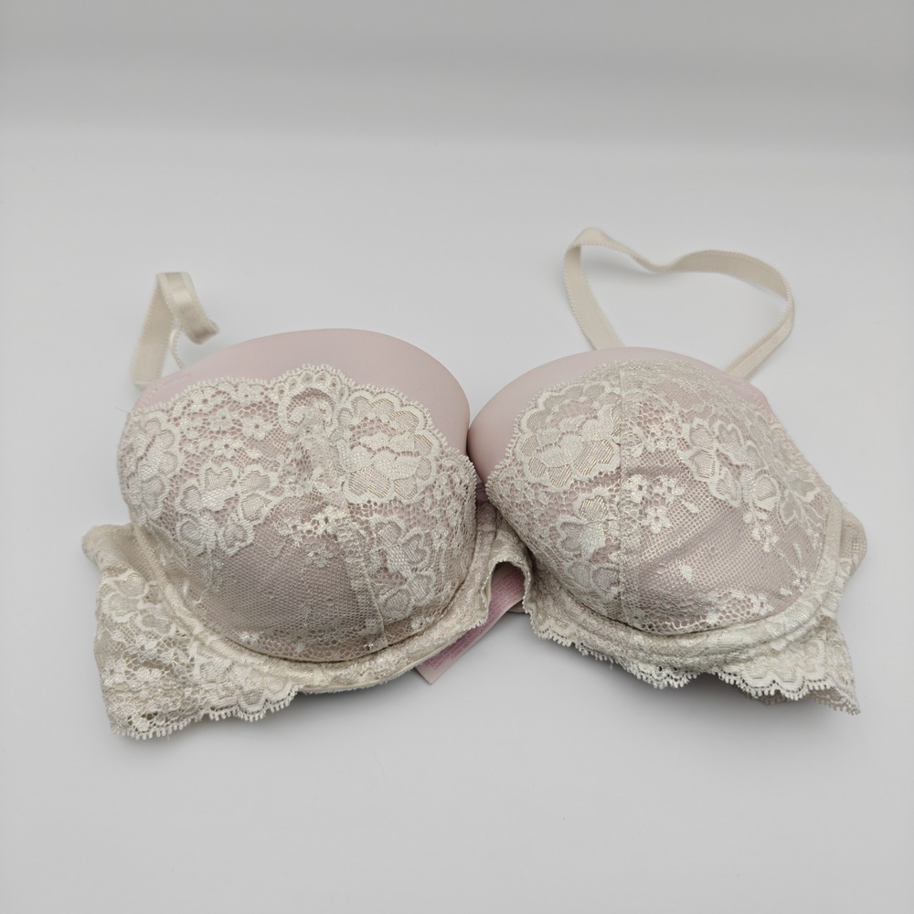 Victoria's Secret Bra Womens 34D Pink Balconette Dream Angels Lace Underwire